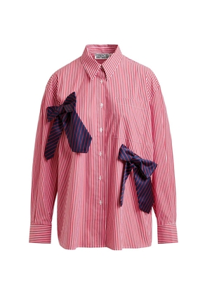 Essentiel Antwerp striped bow-appliqué shirt - Red