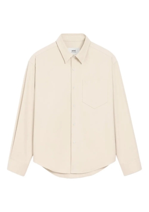 AMI Paris Ami De Coeur embossed cotton boxy shirt - Neutrals