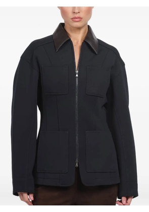 Tibi contrast-collar zip-up jacket - Blue