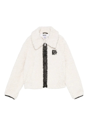 DKNY logo-patch zip-up jacket - White