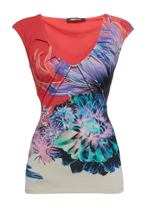 Roberto Cavalli floral-print scoop-neck top - Red