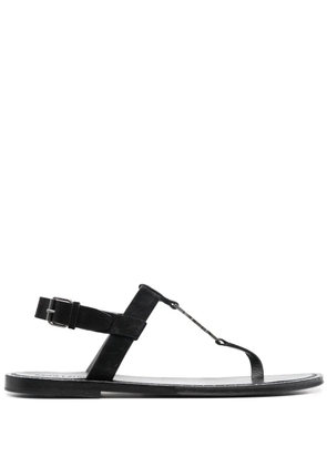 Saint Laurent Cassandra logo plaque flat sandals - Black