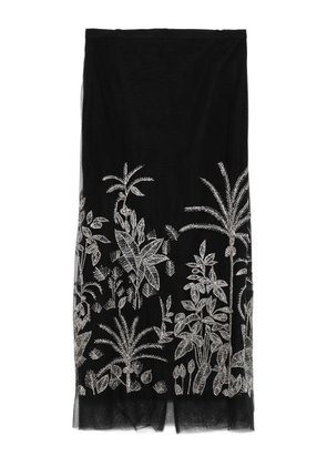 Costarellos beaded floral midi skirt - Black