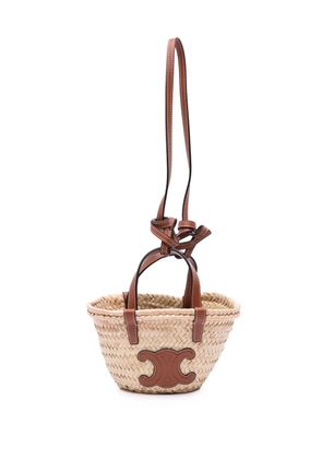 Celine Pre-Owned 2022 Nano Triomphe Raffia Classic Panier satchel - Brown