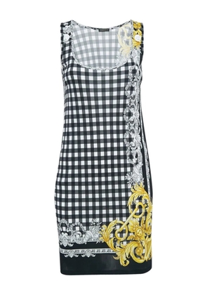 Versace Pre-Owned gingham baroque-print mini dress - Black