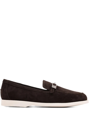 Le Silla Yacht crystal-buckle loafers - Brown