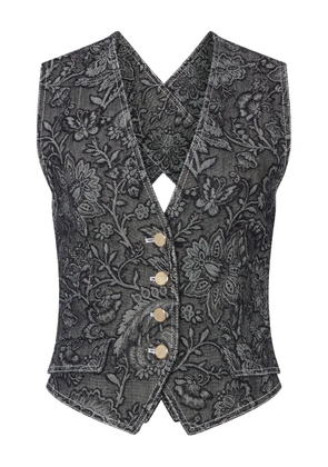 Temperley London floral-print buttoned waistcoat - Black