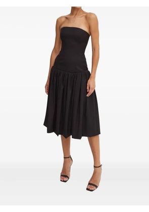 La Mania strapless gathered midi day dress - Black