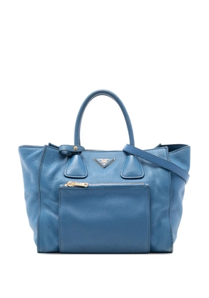 Prada Pre-Owned 2000-2025 Vitello Daino Front Pocket Open Convertible Tote satchel - Blue
