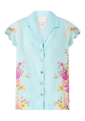 Camilla button floral blouse - Blue