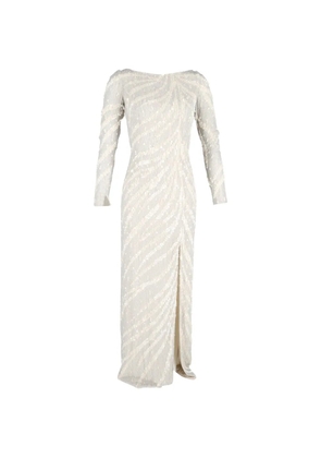 Jenny Packham sequined long-sleeve gown - White