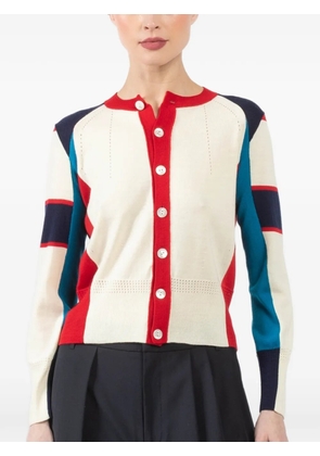 Shiro Sakai colourblock crew-neck cardigan - Neutrals