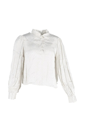 GANNI polka dot long-sleeve blouse - White