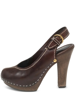 Saint Laurent Pre-Owned 120mm platform slingback pumps - Brown