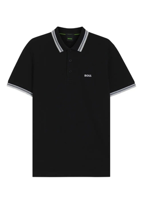 BOSS stripes-collar polo shirt - Black