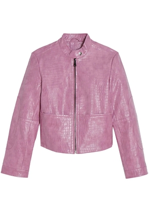 Apparis crocodile-embossed faux-leather jacket - Pink