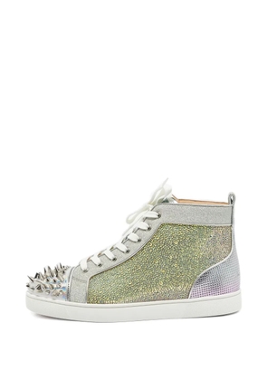 Christian Louboutin Pre-Owned Pik Pik iridescent crystal trainers - Silver