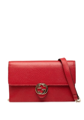 Gucci Pre-Owned 2000-2015 Leather Interlocking G Dollar Wallet on Chain crossbody bag - Red