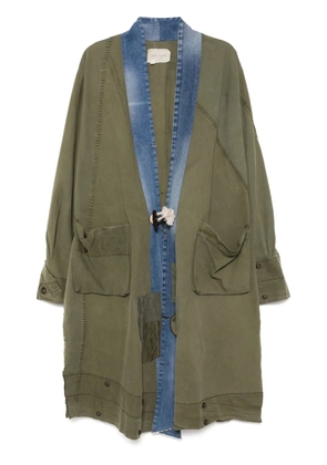 Greg Lauren panelled coat - Green