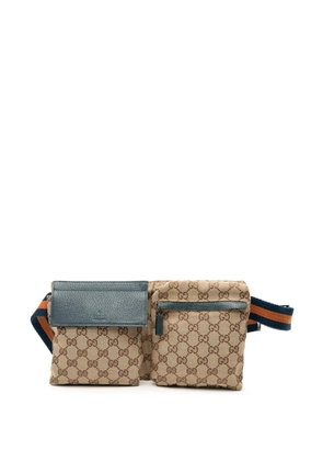 Gucci Pre-Owned 2000-2015 GG Canvas Web Double Pocket belt bag - Brown