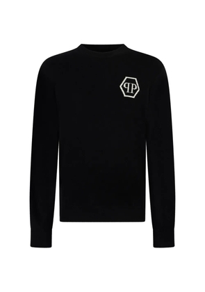 Philipp Plein jacquard hexagon roundneck knitwear - Black