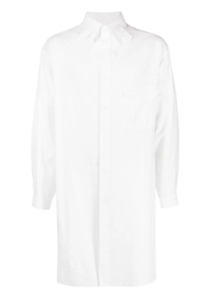 Yohji Yamamoto tab-collar long shirt - White