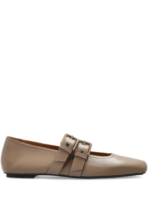 Emporio Armani double-buckle ballet flats - Brown