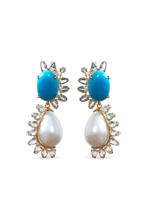 Bounkit Jewelry turquoise and pearl drop earrings - Gold