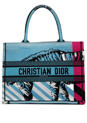 Christian Dior Pre-Owned 2022 Medium Embroidered Canvas Zebra D Jungle Pop Book tote bag - Blue