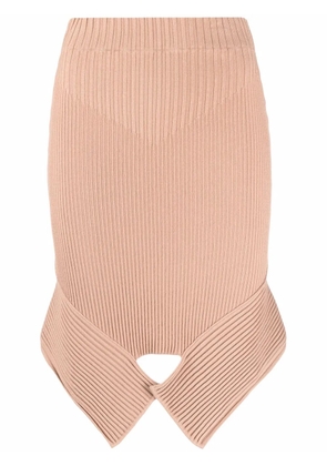 ANDREĀDAMO ribbed-knit asymmetric skirt - Neutrals