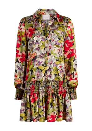 Cinq A Sept Damia floral smocked mini dress - Black