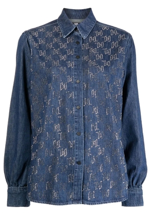 Karl Lagerfeld monogram-embellished denim shirt - Blue