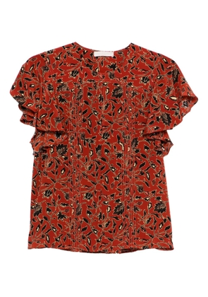 Ulla Johnson Adoni floral ruffled top - Red
