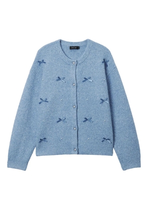 tout a coup bow-embellished knitted cardigan - Blue