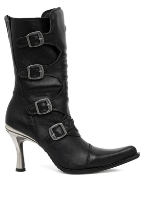 NEW ROCK 100mm buckle-detail pointed-toe boots - Black