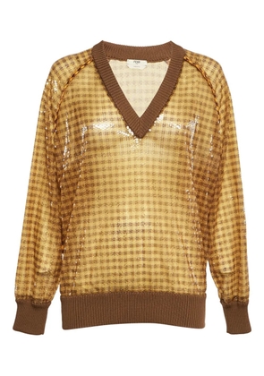 Fendi Pre-Owned sequin gingham-pattern sweatshirt - Yellow