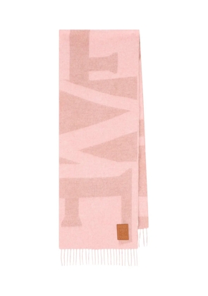 LOEWE jacquard-logo fringed scarf - Pink
