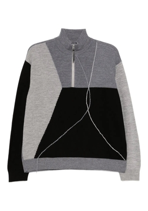 CROQUIS wool contrasting splicing jumper - Grey