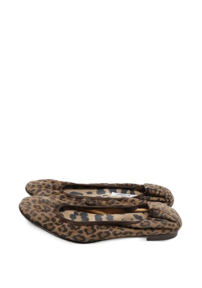 Manolo Blahnik leopard-print ballet flats - Brown