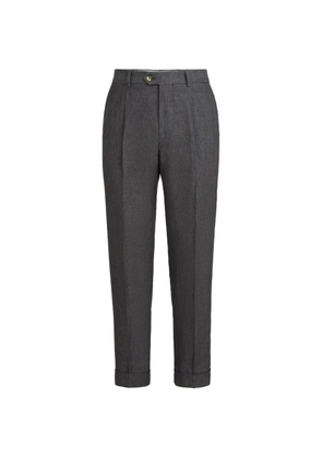 Brunello Cucinelli pleat delave linen trousers - Grey