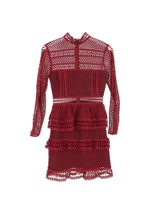 Self-Portrait lace long-sleeve dress - Red