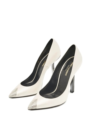 Saint Laurent Pre-Owned Tower crystal heel satin pumps - Grey