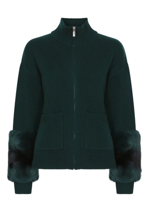 Izaak Azanei zip-up cardigan - Green