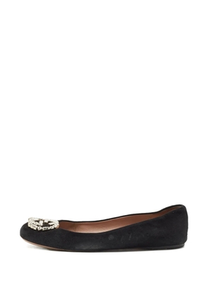 Gucci Pre-Owned interlocking g crystal ballet flat - Black
