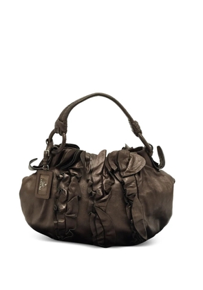 Prada Pre-Owned leather ruffle shoulder bag - Brown