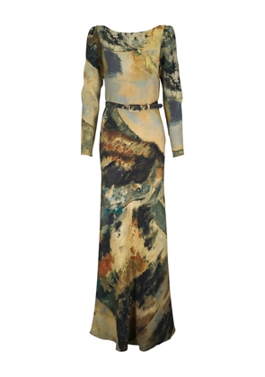 Libertine Modernist Landscape cowl-back maxi dress - Neutrals