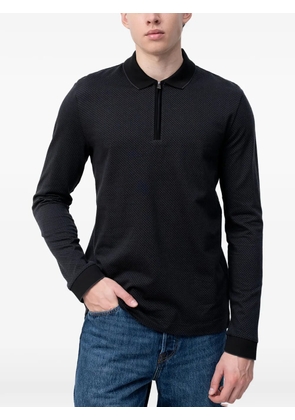BOSS zip long-sleeved polo shirt - Black