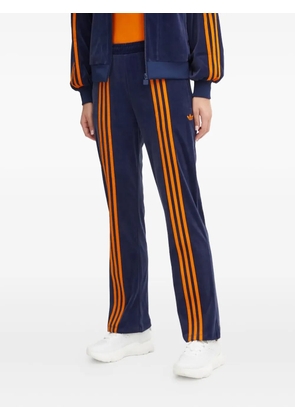 adidas three-stripe velour trousers - Blue