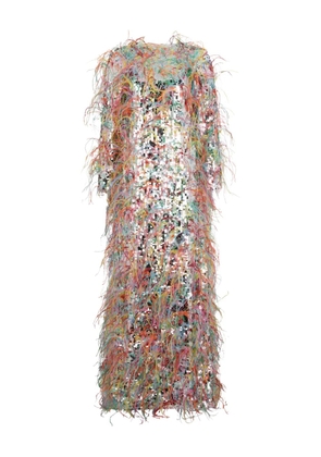 Valentino Garavani sequin feather midi dress - Silver