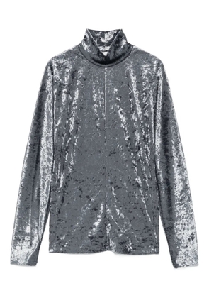 Forte Forte crushed-velvet turtleneck top - Blue